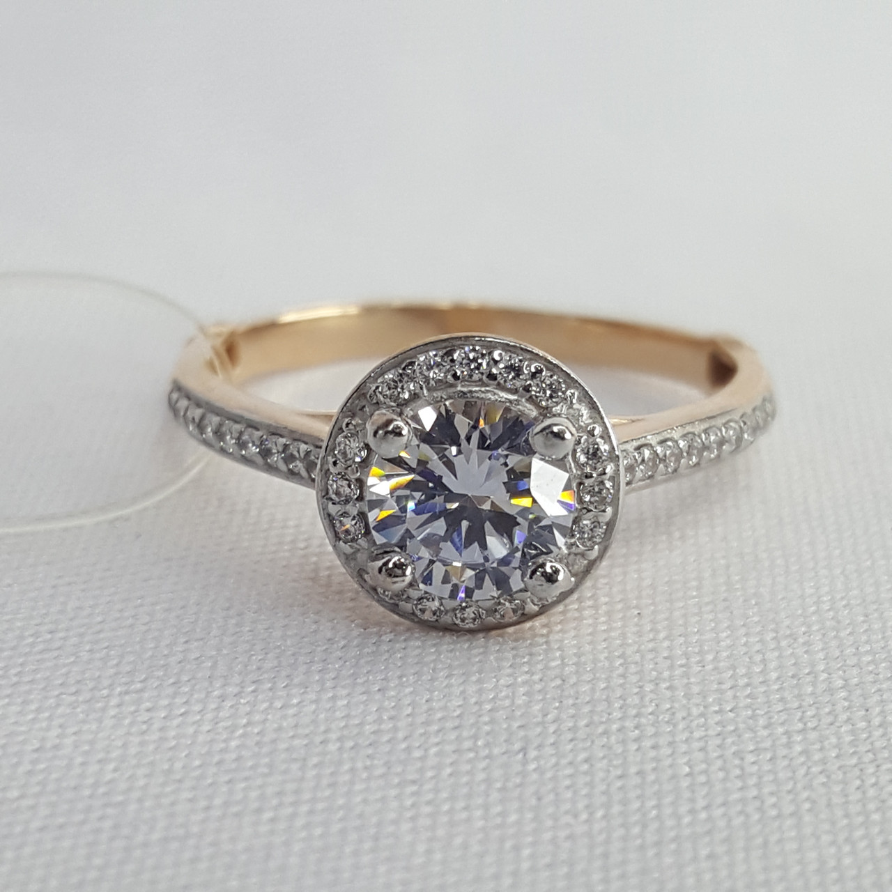 Серебряное кольцо 925 пробы с фианитами и позолотой, 925, 8 100 тг