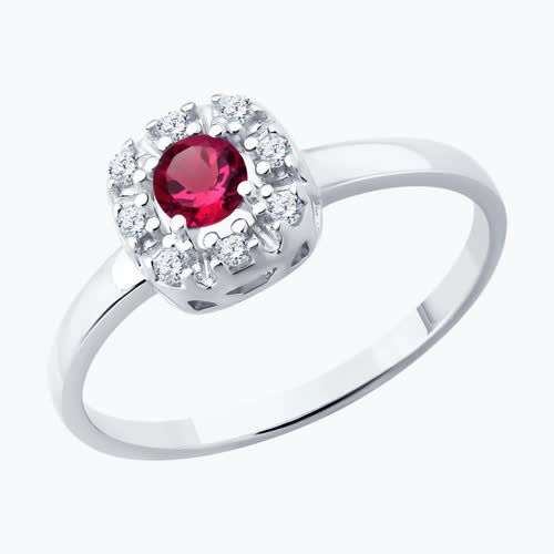 Кольцо из серебра с рубином и фианитами - видео на модели