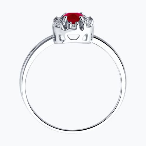 Кольцо из серебра с рубином и фианитами из серебро — вид 3