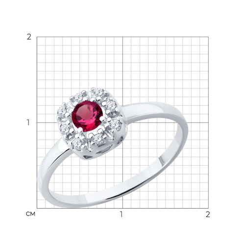 Кольцо из серебра с рубином и фианитами из серебро — вид 6