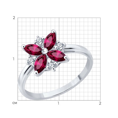 Кольцо из серебра с рубинами и фианитами из серебро — вид 6