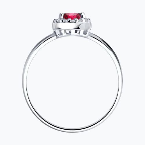 Кольцо из серебра с рубином и фианитами из родированное серебро — вид 6