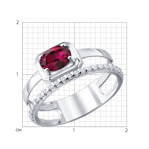 Кольцо из серебра с рубином и фианитами из серебро — вид 4