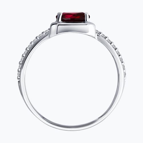 Кольцо из серебра с рубином и фианитами из серебро — вид 5