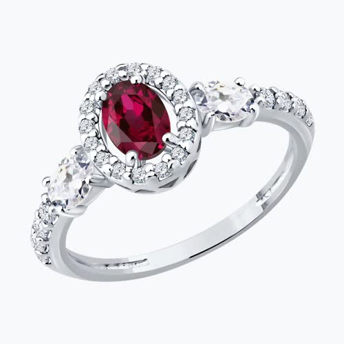 Кольцо из серебра с рубином и фианитами - видео на модели