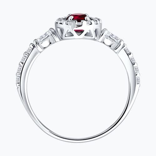 Кольцо из серебра с рубином и фианитами из серебро — вид 3