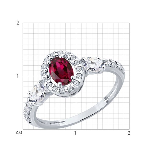 Кольцо из серебра с рубином и фианитами из серебро — вид 6