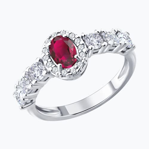 Кольцо из серебра с рубином и фианитами - видео на модели