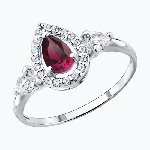 Кольцо из серебра с рубином и фианитами - видео на модели