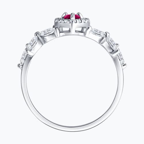 Кольцо из серебра с рубином и фианитами из родированное серебро — вид 3