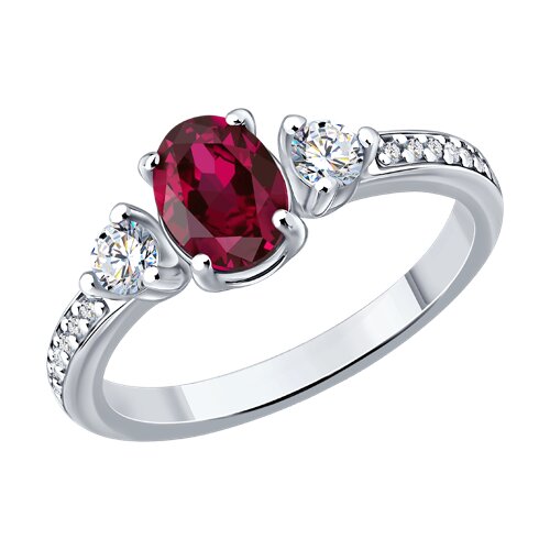 Кольцо из серебра с рубином и фианитами - видео на модели