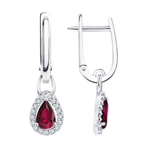 Серьги из серебра с рубинами и фианитами - видео на модели