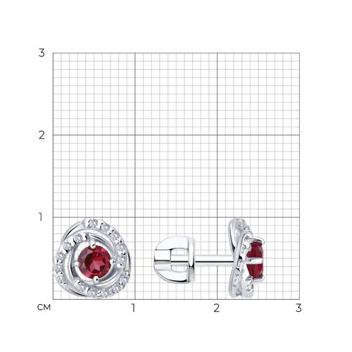 Серьги из серебра с рубинами и фианитами из серебро — вид 5
