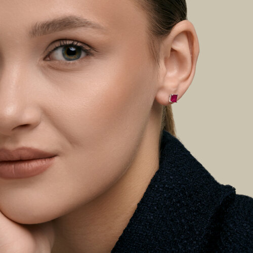 Серьги из серебра с рубинами из родированное серебро — вид 3