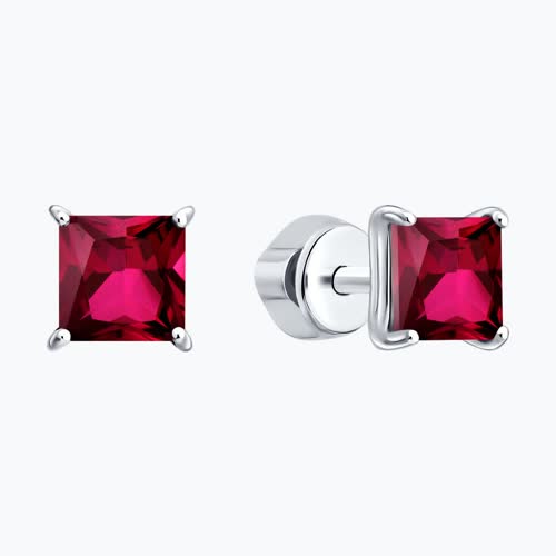 Серьги из серебра с рубинами из родированное серебро — вид 5