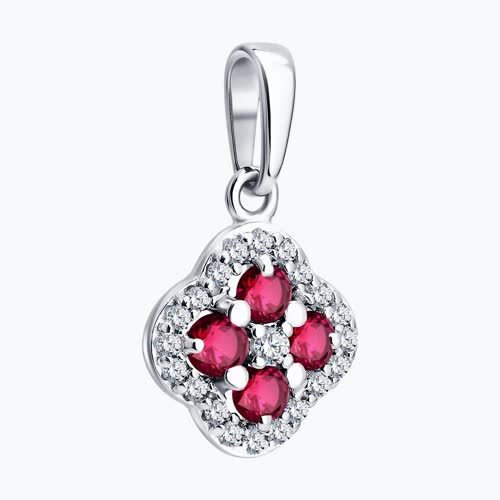 Подвеска из серебра с рубинами и фианитами