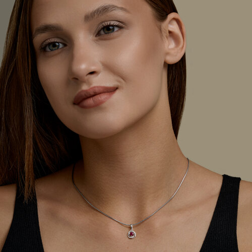 Подвеска из серебра с рубином и фианитами из серебро — вид 5