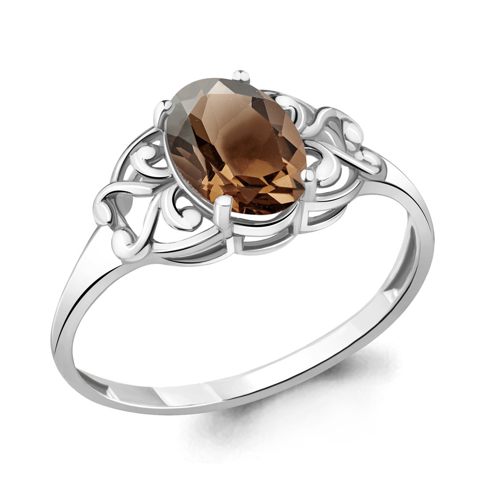 Серебряное кольцо 925 пробы с овальным дымчатым кварцем, 925, 9 050 тг