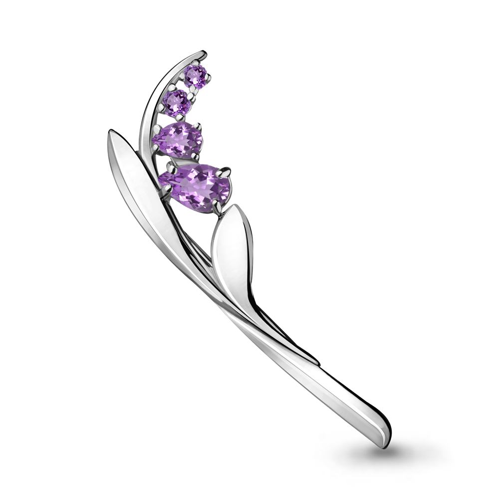 Серебряная брошь с аметистами 925 пробы в форме веточки - Instagram Reel 