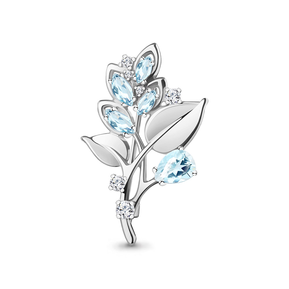 Серебряная брошь «Веточка» с топазами и фианитами 925 пробы - Instagram Reel 