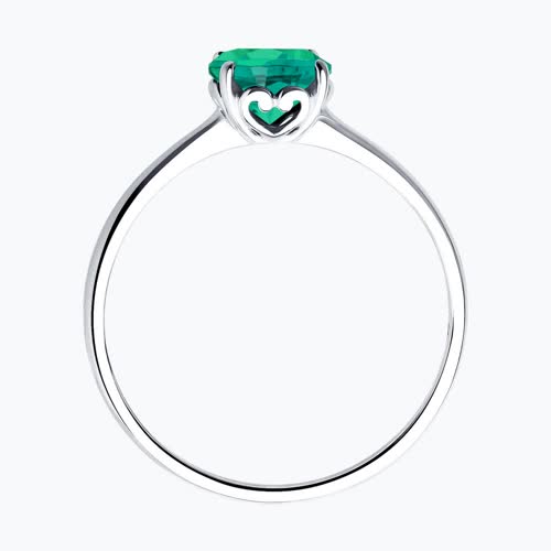 Кольцо из серебра с гидротермальным изумрудом из серебро — вид 2