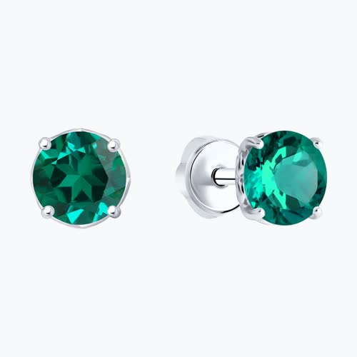 Серьги из серебра с гидротермальными изумрудами из серебро — вид 2