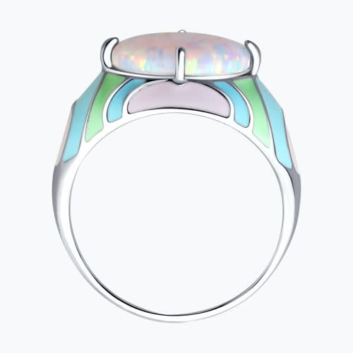 Кольцо из серебра с эмалью с опалом из серебро — вид 2