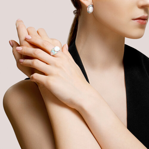 Кольцо из серебра с эмалью с опалом из серебро — вид 5