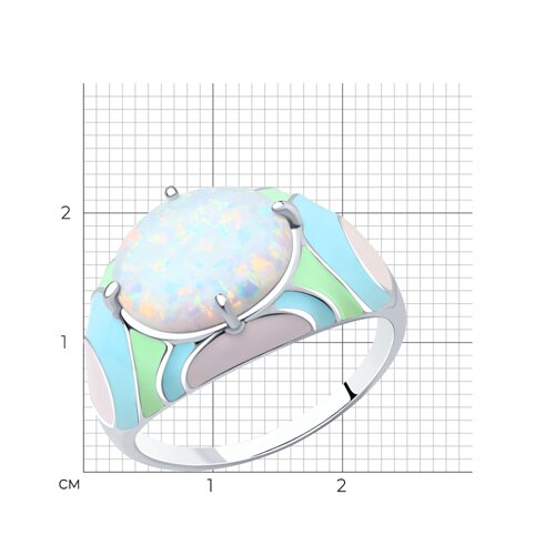 Кольцо из серебра с эмалью с опалом из серебро — вид 6