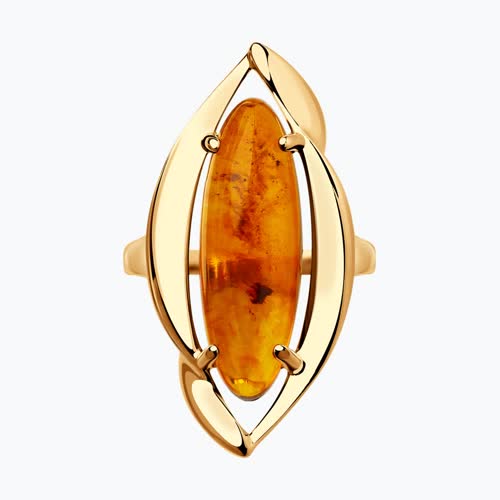 Кольцо из золочёного серебра с янтарём из серебро — вид 2
