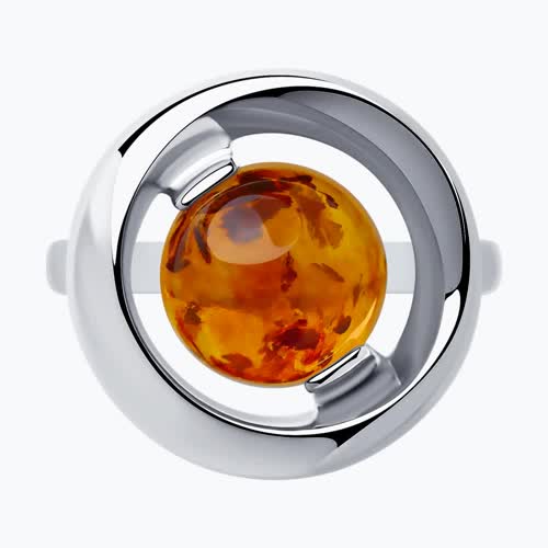 Кольцо из серебра с янтарём из серебро — вид 2