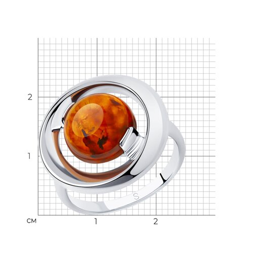 Кольцо из серебра с янтарём из серебро — вид 6