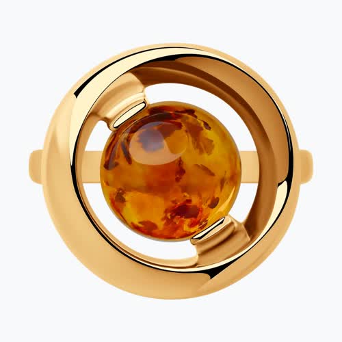 Кольцо из золочёного серебра с янтарём из серебро — вид 2