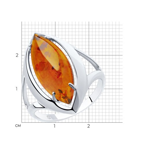 Кольцо из серебра с янтарём из серебро — вид 2