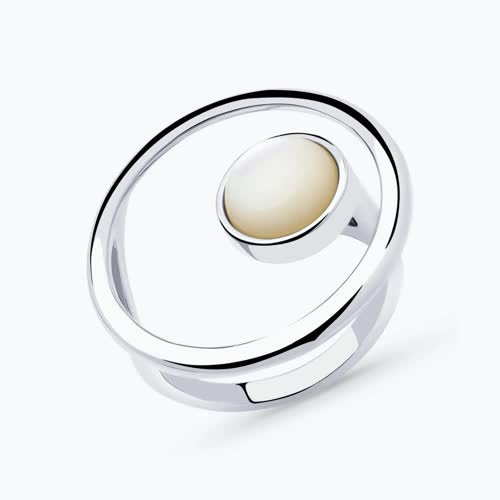 Кольцо из серебра с перламутром - видео на модели