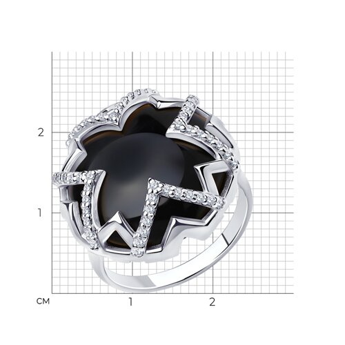 Кольцо из серебра с агатом и фианитами из серебро — вид 5