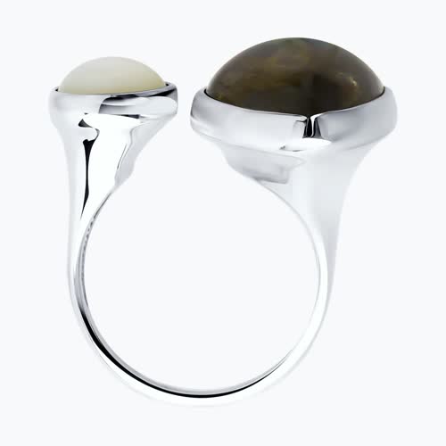 Кольцо из серебра с Лабрадоритом и Перламутром из серебро — вид 3