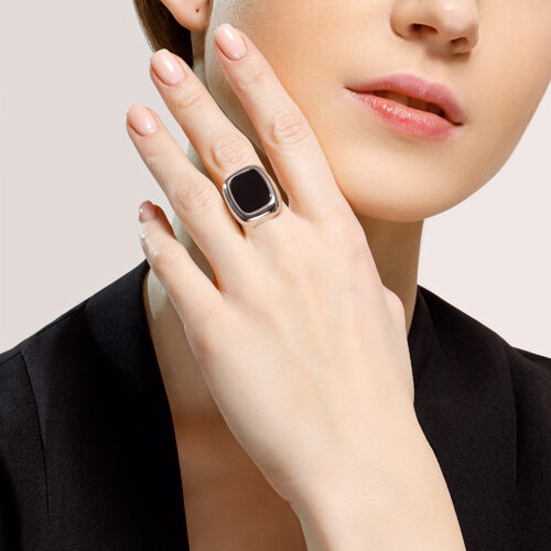 Кольцо из серебра с агатом из серебро — вид 3