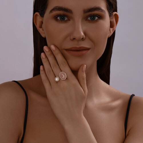 Кольцо из серебра с кварцем и перламутром из серебро — вид 3