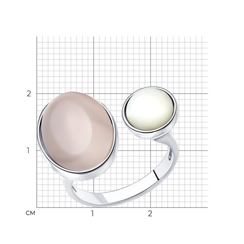 Кольцо из серебра с кварцем и перламутром из серебро — вид 4