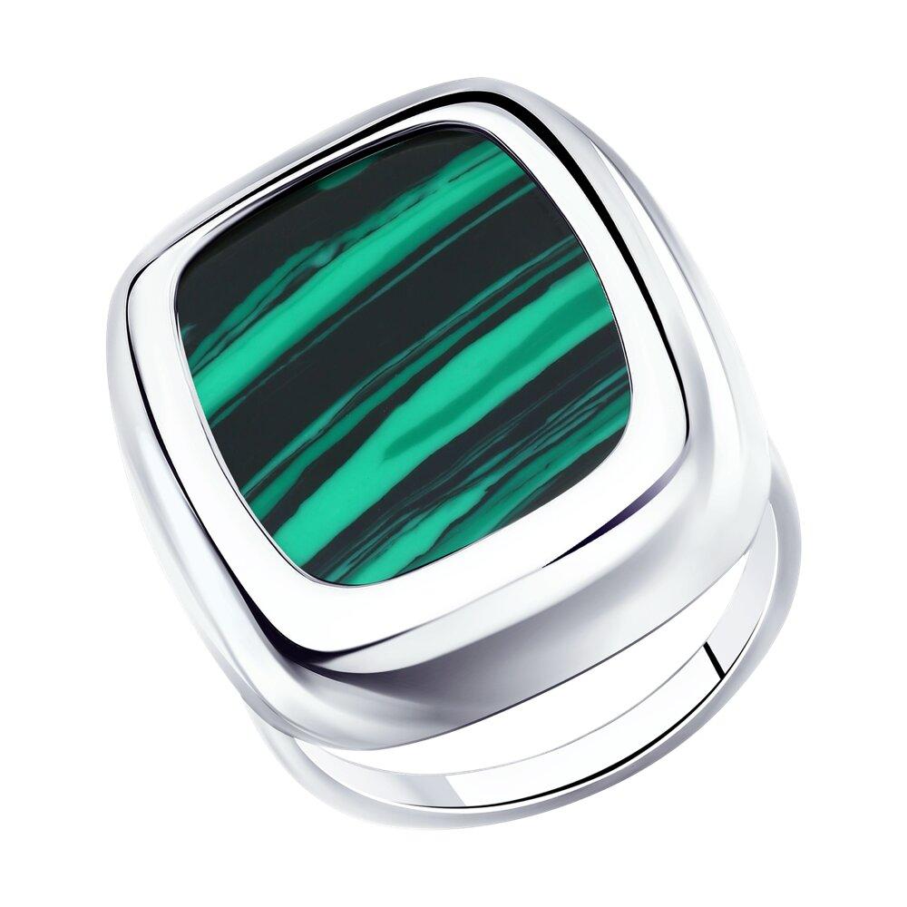 Кольцо из серебра с малахитом - видео на модели