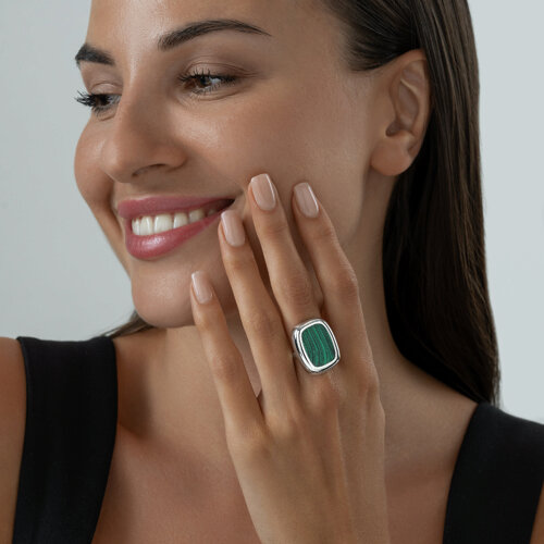 Кольцо из серебра с малахитом из серебро — вид 4