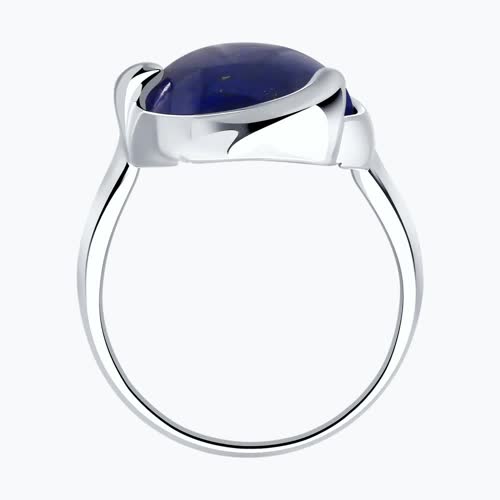 Кольцо из серебра с ляписом из родированное серебро — вид 4