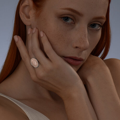 Кольцо из серебра с кварцем из родированное серебро — вид 3