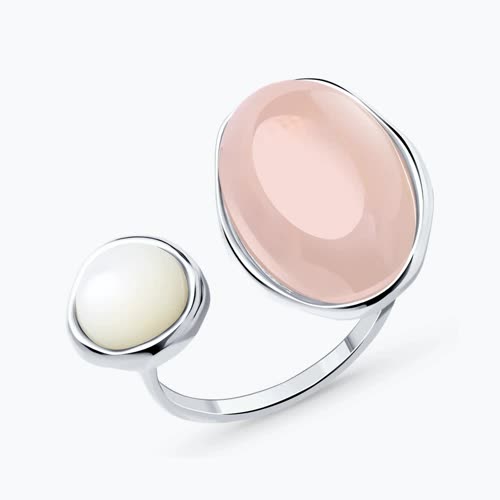 Кольцо из серебра с кварцем и лунным камнем - видео на модели