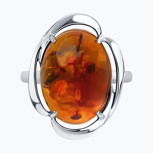 Кольцо из серебра с янтарём из серебро — вид 2