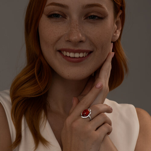 Кольцо из серебра с янтарём из серебро — вид 3