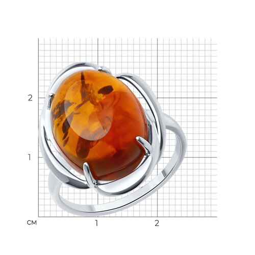 Кольцо из серебра с янтарём из серебро — вид 4