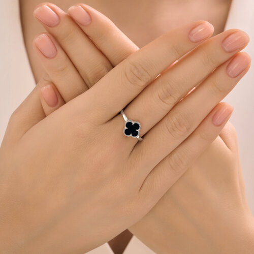 Кольцо из серебра с ониксом из родированное серебро — вид 2