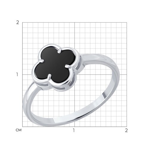 Кольцо из серебра с ониксом из родированное серебро — вид 4